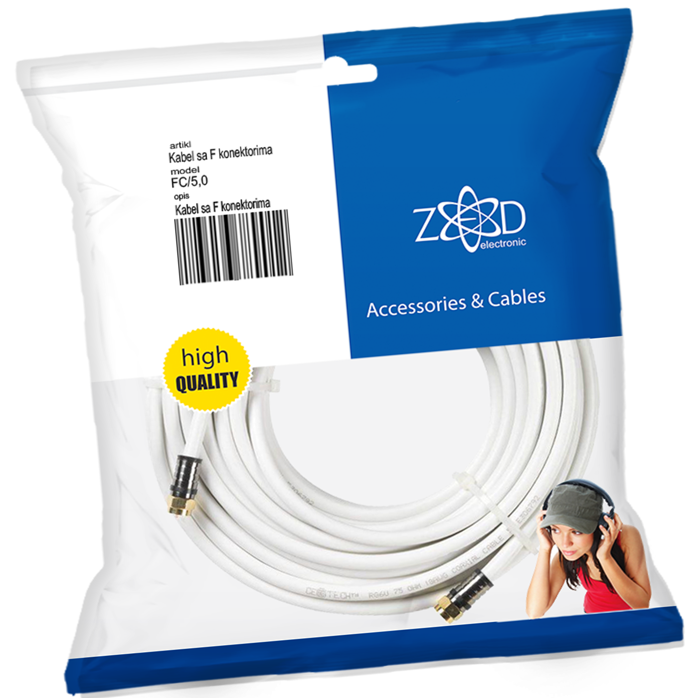 ZED electronic Antenski kabel sa F - konektorima, 5.0 met - FC/5,0