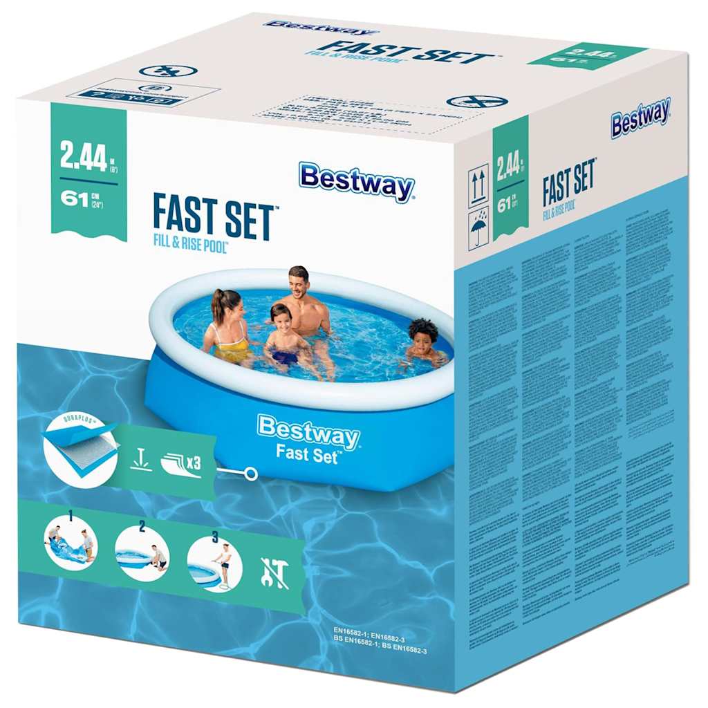 Bestway bazen na napuhavanje Fast Set okrugli 244 x 61 cm 57265