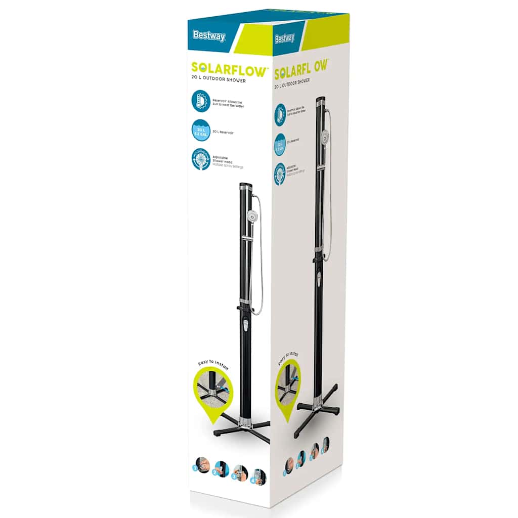 Bestway vanjski tuš Solar Flow crni 20 L
