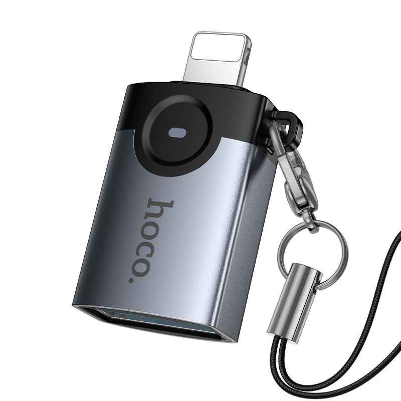 Hoco UA46 Victory OTG adapter Lightning na USB-A sivi