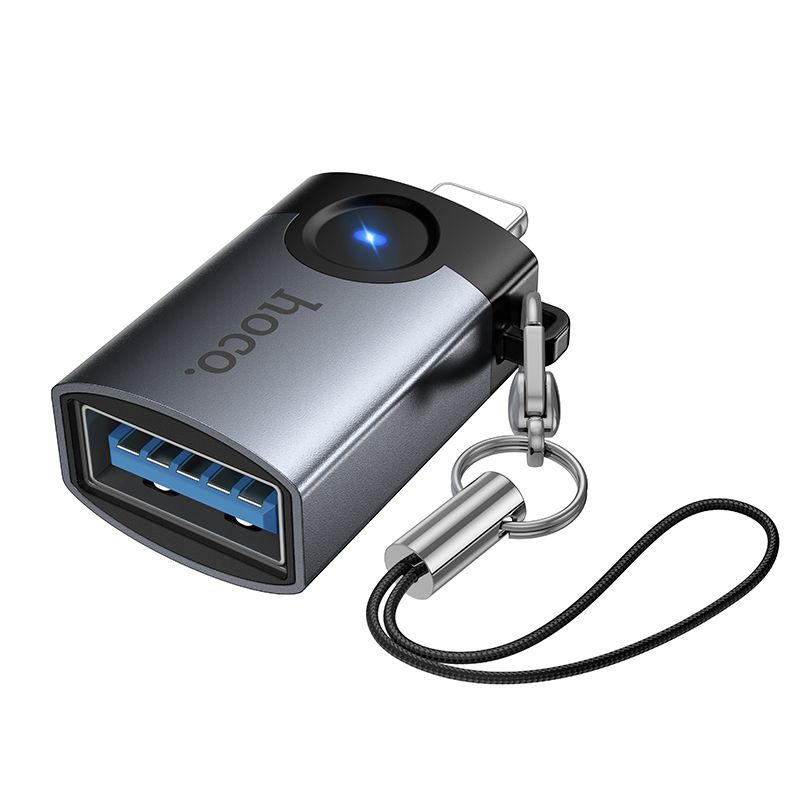 Hoco UA46 Victory OTG adapter Lightning na USB-A sivi