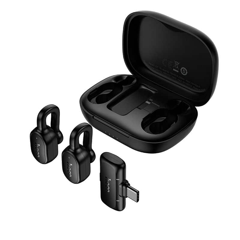 Brezžični lavalier mikrofon USB C Hoco L27 črn