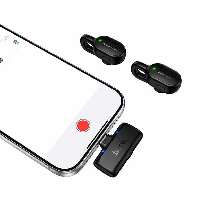 Brezžični lavalier mikrofon USB C Hoco L27 črn