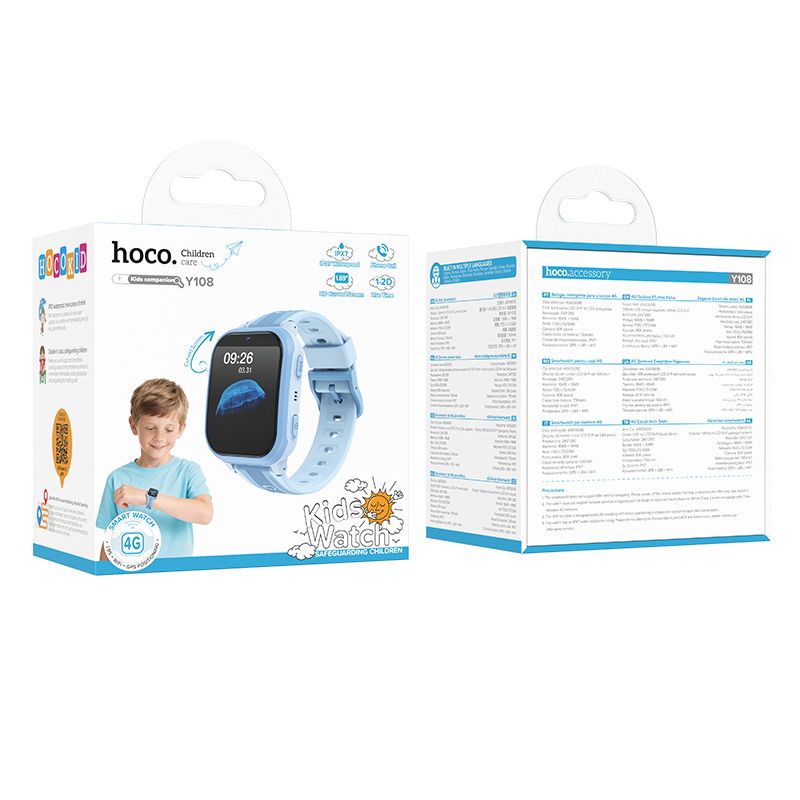 Pametna ura za otroke 4G GPS s funkcijo klica Hoco Y108 modra