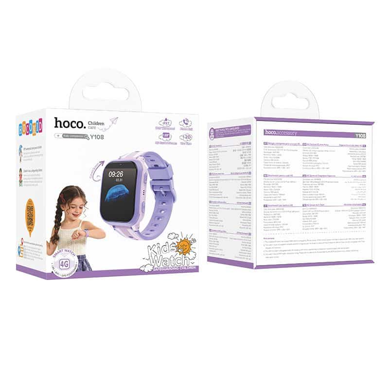 Pametna ura za otroke 4G GPS s funkcijo klica Hoco Y108 vijolična