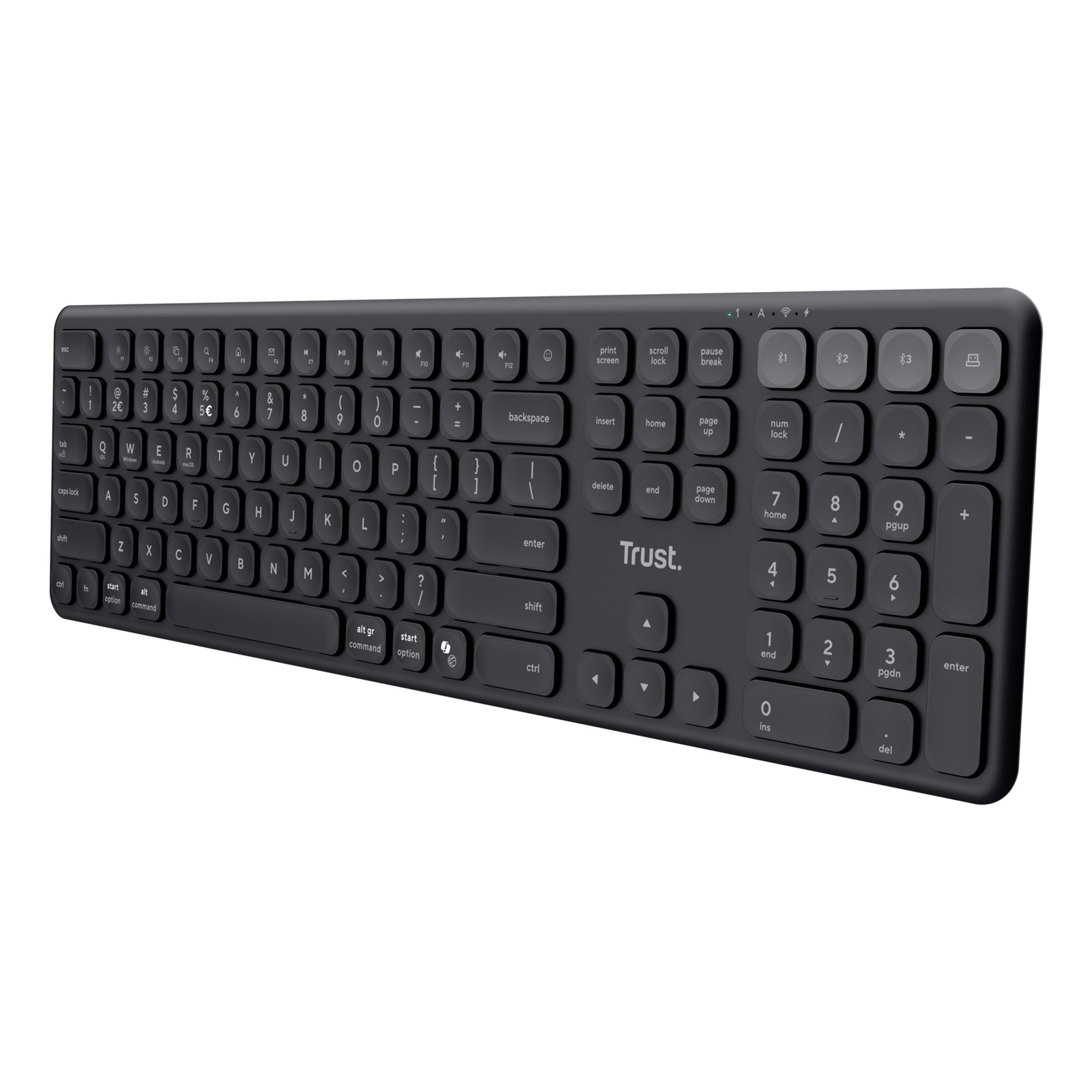 Trust Vaiya tipkovnica Univerzalno USB + RF Wireless + Bluetooth US Engleski Crno