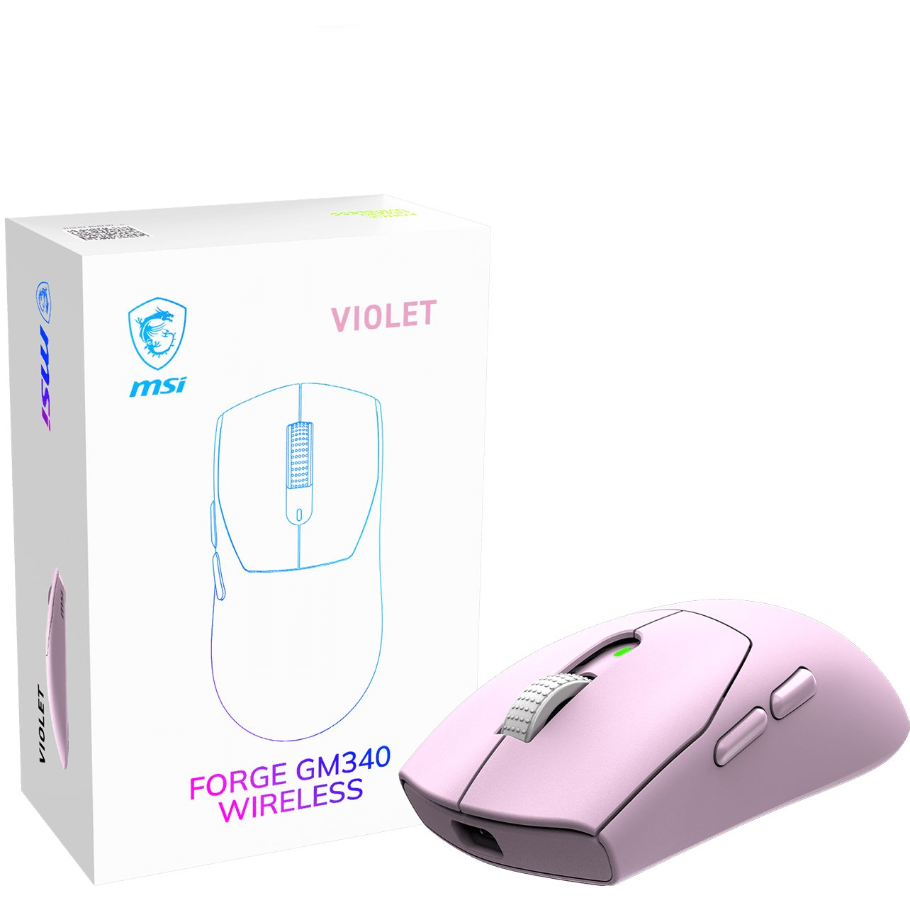 MSI Forge Gm340 Wireless Violet miš Igranje Ambidekster RF bežični + Bluetooth Optički 12000 DPI