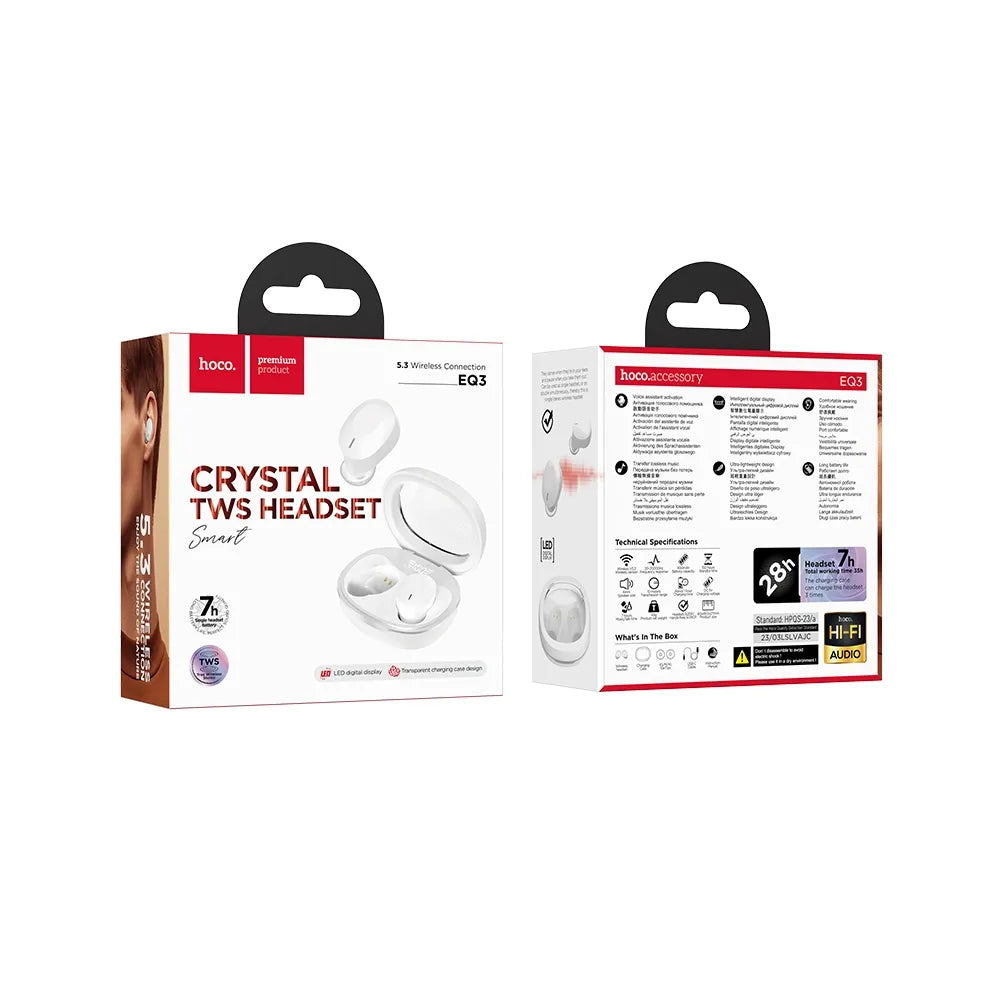 HOCO brezžične / Bluetooth stereo slušalke TWS Smart true EQ3 bele