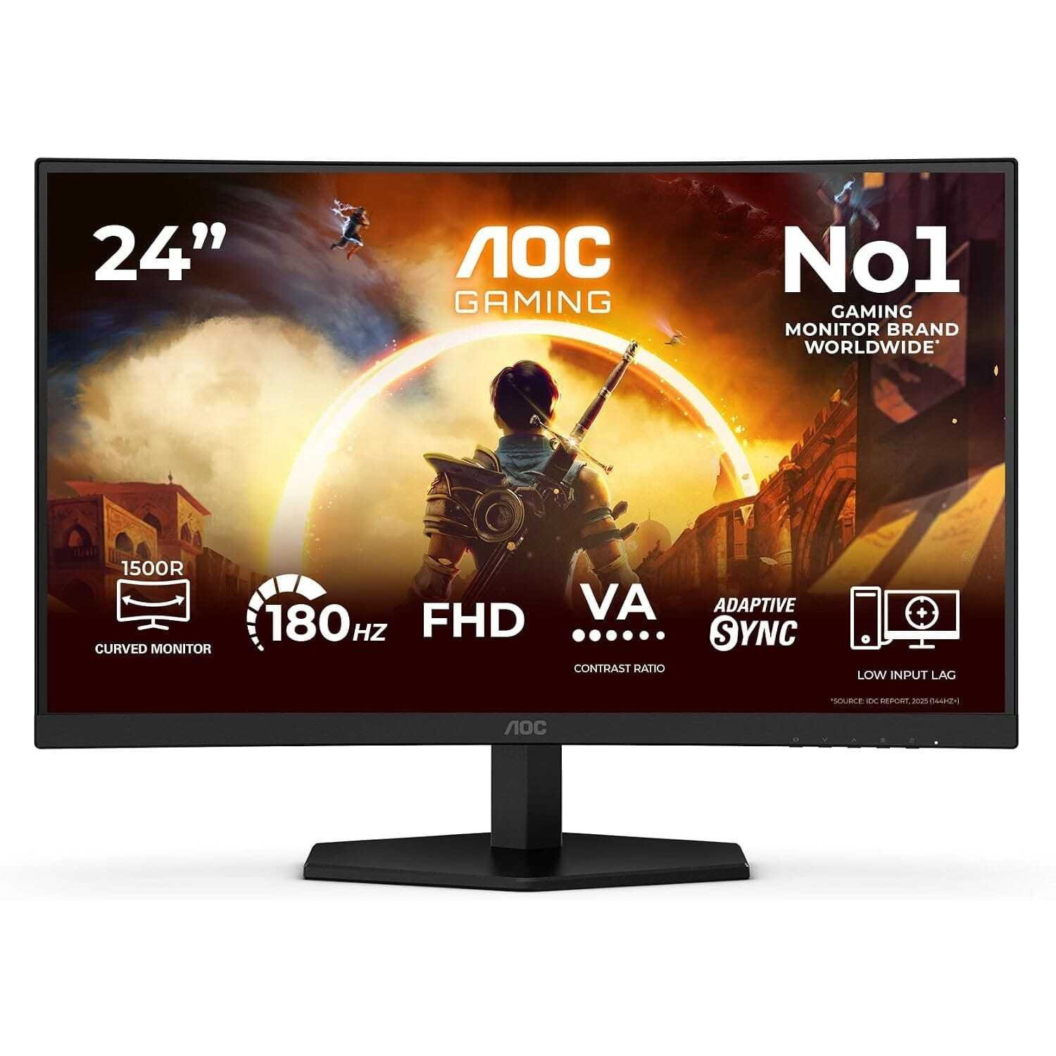 AOC G4 23.6" VA FHD 180Hz računalni monitor 59,9 cm (23.6") 1920 x 1080 pikseli Full HD LCD Crno, Crveno