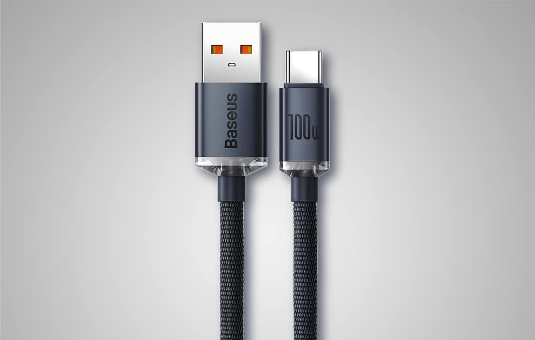 Baseus Crystal Shine kabel USB v USB-C 100W 2m (črn)