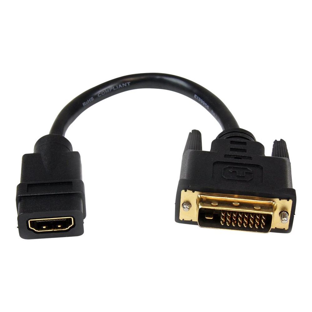 StarTech.com HDDVIFM8IN prilagodnik za video kabel 0,203 m HDMI Tip A (Standard) DVI-D Crno