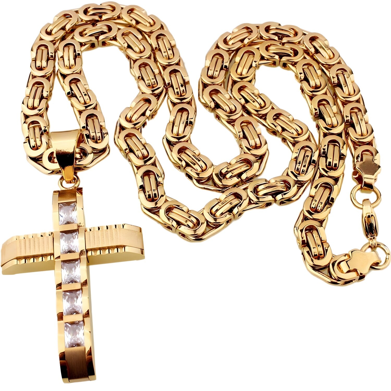 Muška ogrlica s križem DJ-38732 - Zlatna / 60cm KP38732