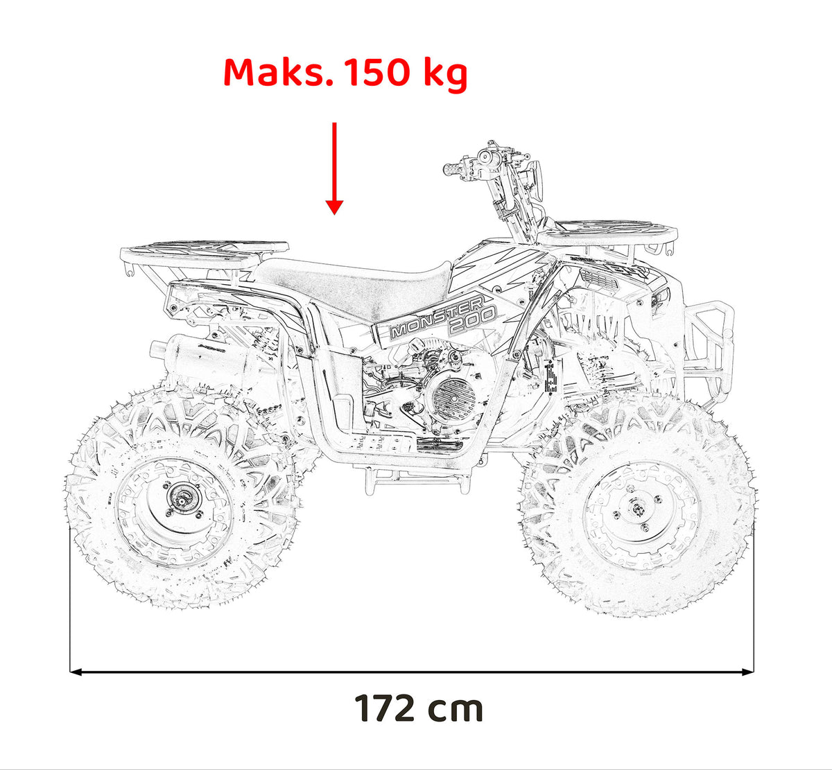 Quad na benzin MONSTER 200CC - narančasti