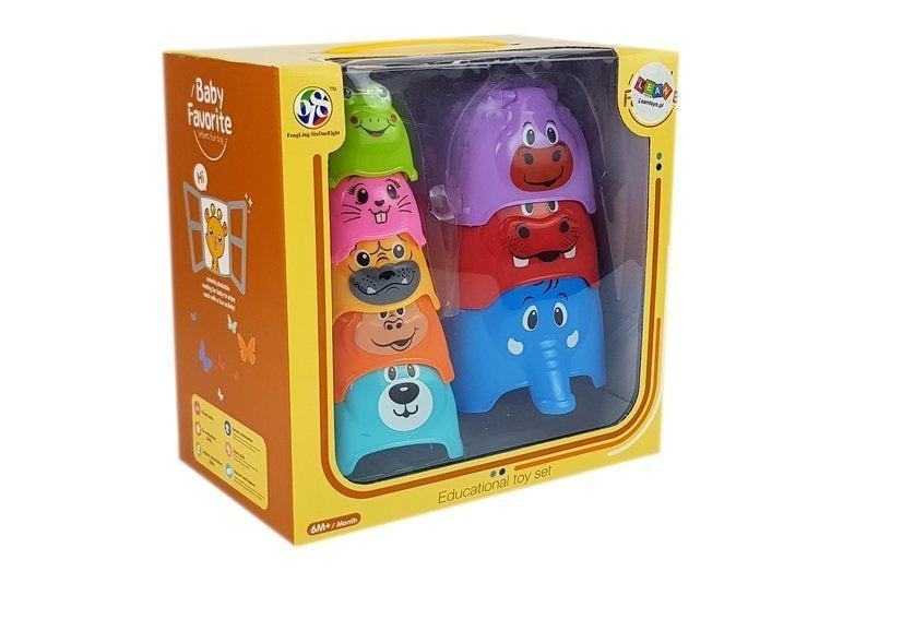 Piramida za slaganje za bebu Animals Cups