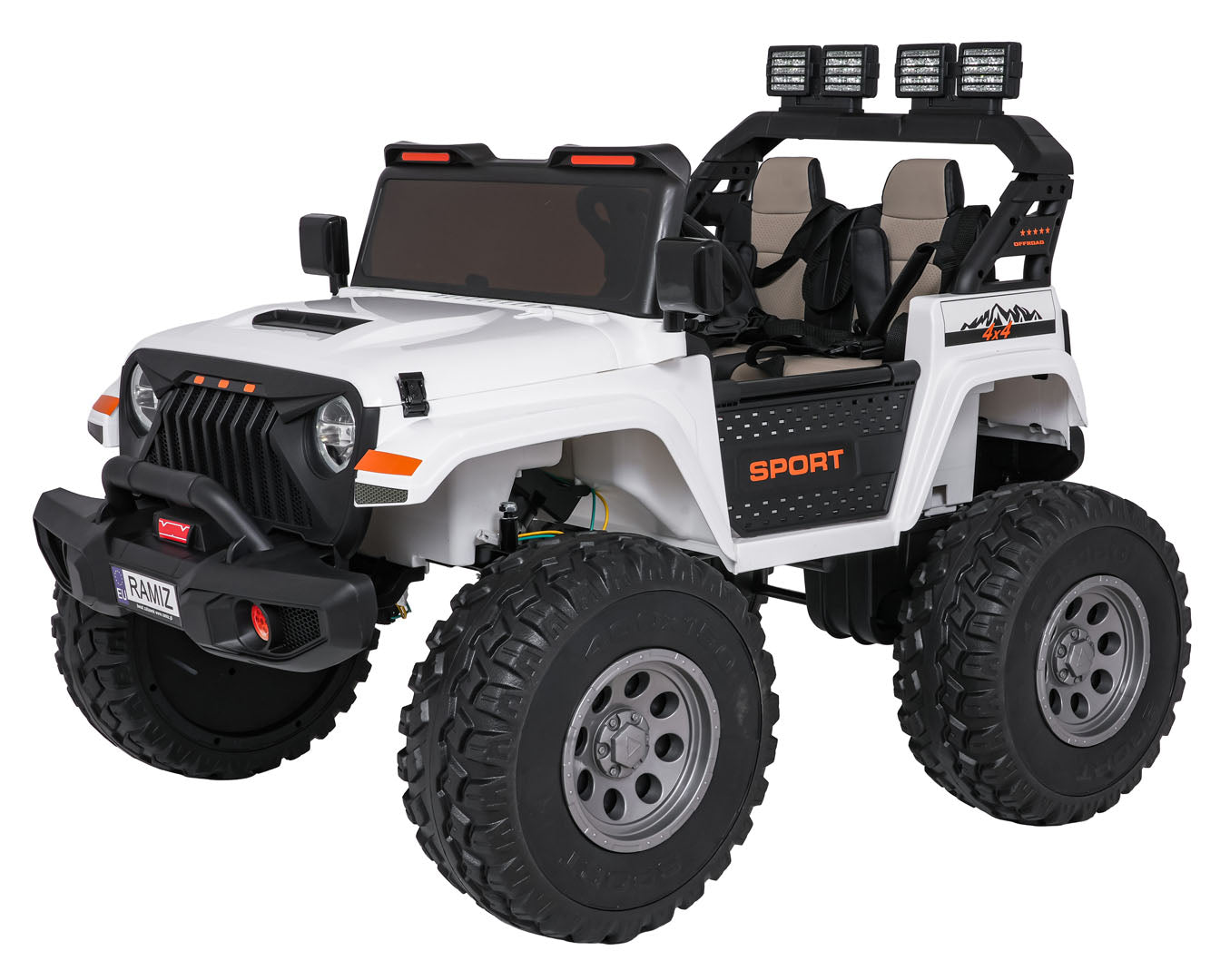 Auto na akumulator Extreme Sport 4×4 s podesivom dužinom vozila – dvosjed – bijeli