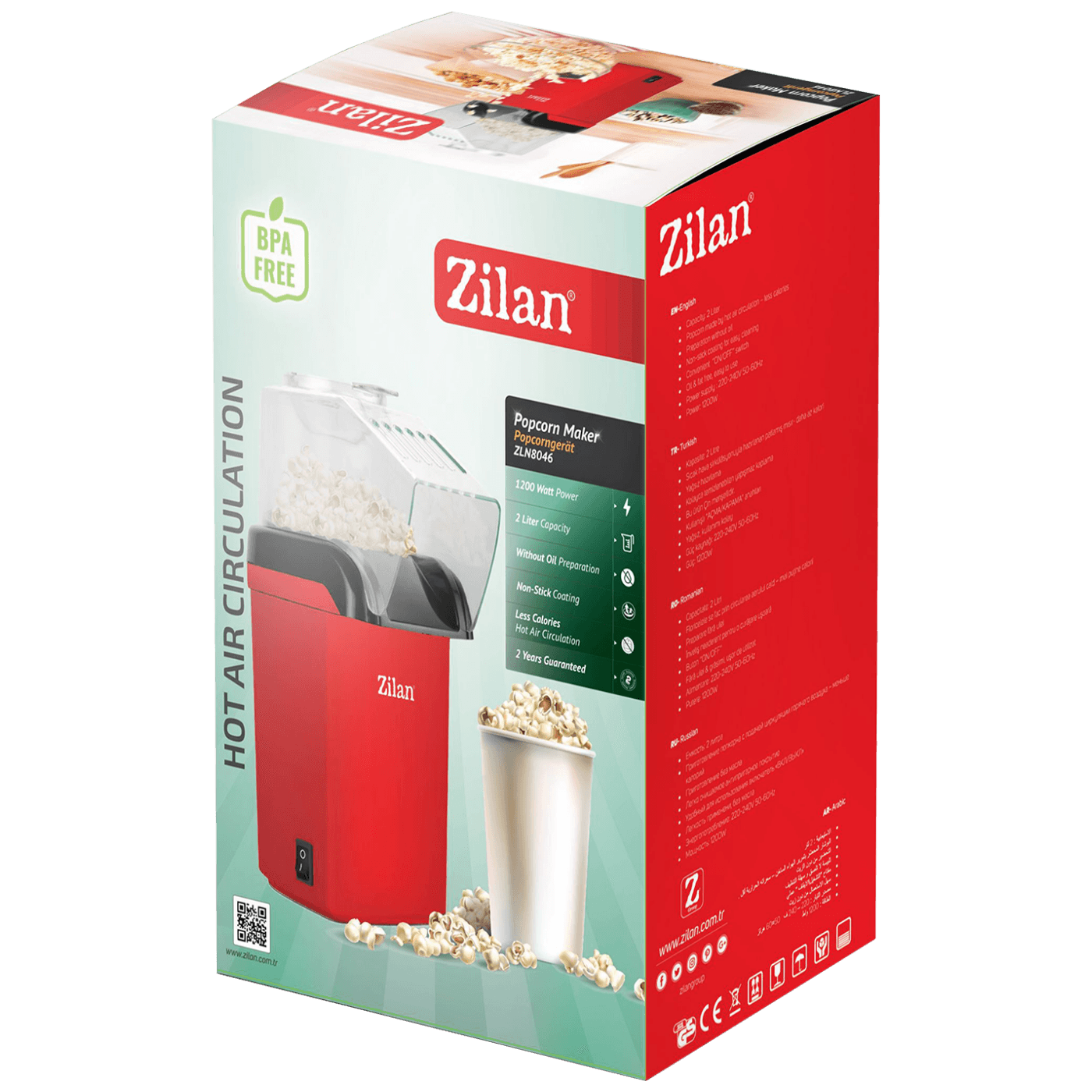 Zilan Aparat za kokice, 1200 W, bijela - ZLN8044/WH