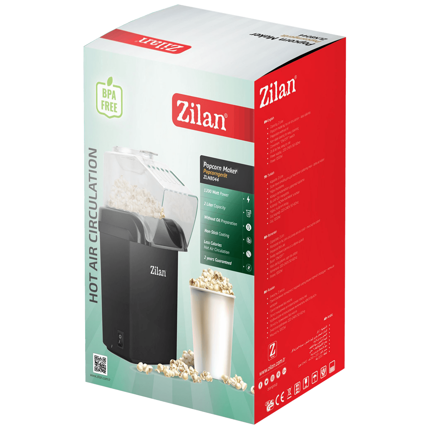 Zilan Aparat za kokice, 1200 W, bijela - ZLN8044/WH