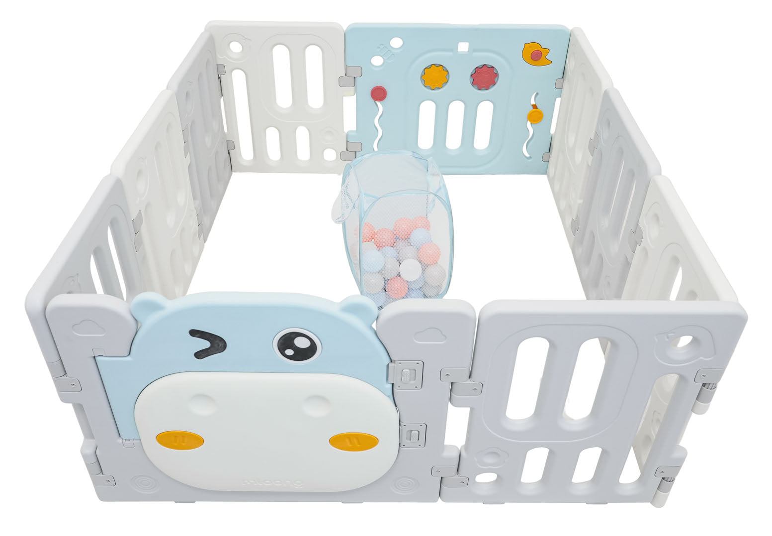 Modularna ogradica za bebe sa lopticama Hippo - plava