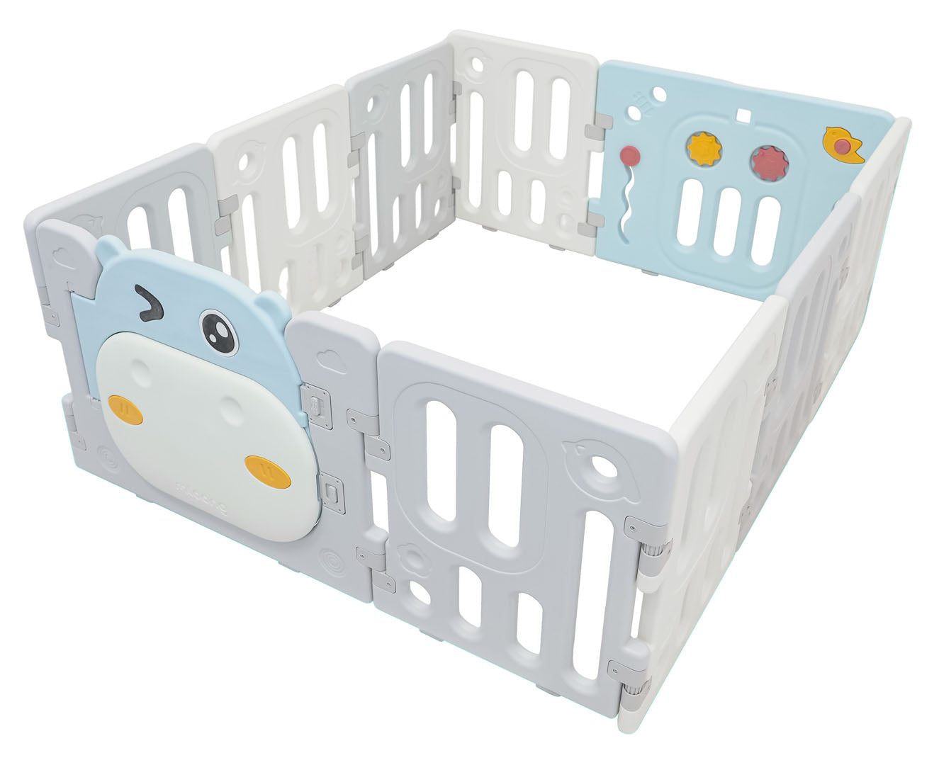 Modularna ogradica za bebe sa lopticama Hippo - plava