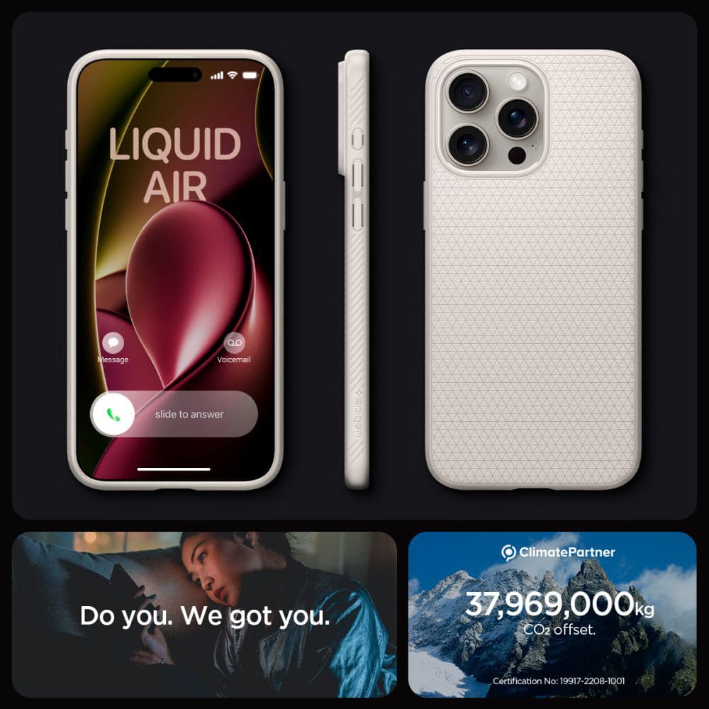 Spigen LIQUID AIR etui za iPhone 15 Pro Max ACS07212 - Naravni Titan