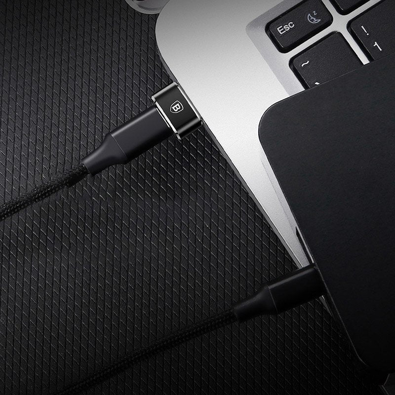 Baseus - OTG adapter (CAAOTG-A01) - Type-C ženski na USB moški - Plug & Play - 3A - črn