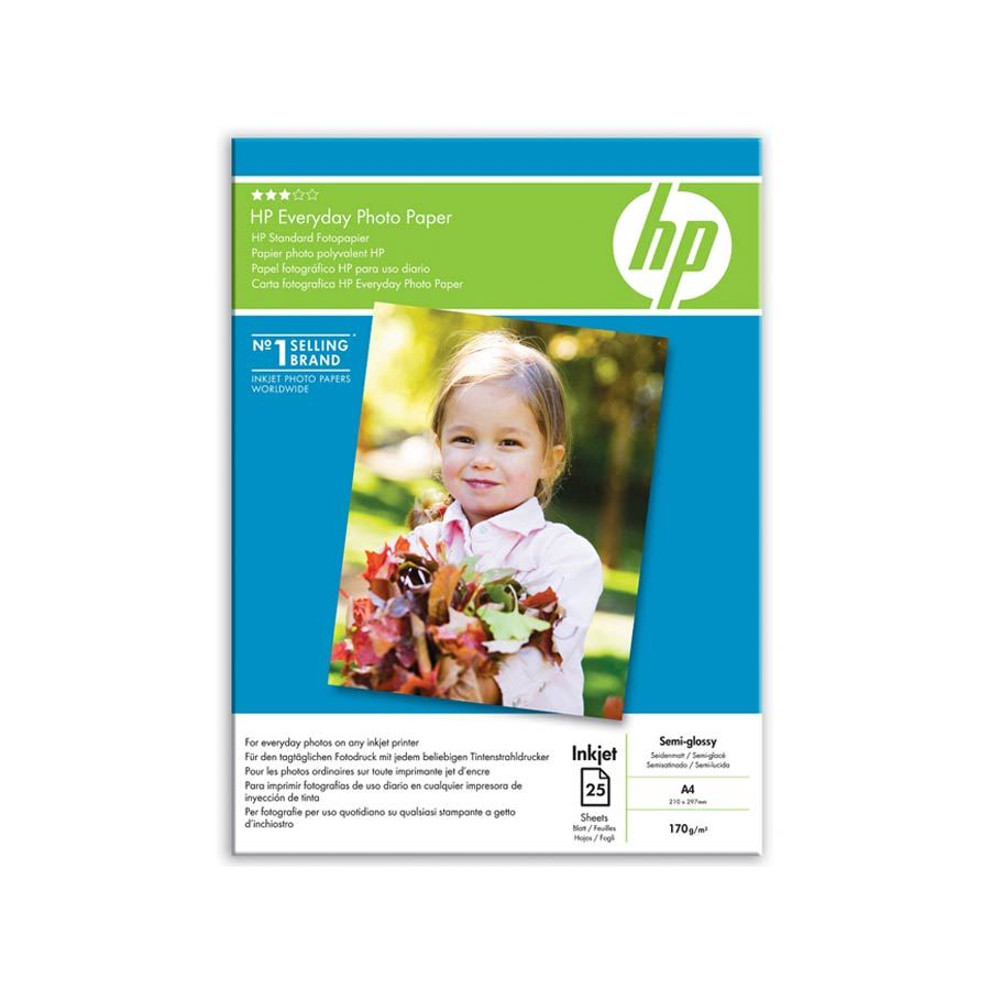 HP Everyday Photo Paper, Glossy, 200 g/m2, A4 (210 x 297 mm), 25 sheets foto papir Crno, Plavo, Bijelo Polusjajni