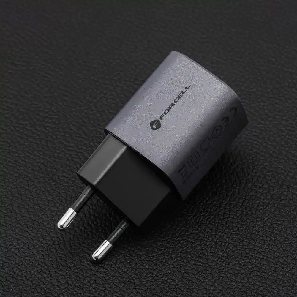 Forcell F-Energy GaN USB C + USB A QC4.0 PD 3A 33W VT-31 siv polnilec za telefon