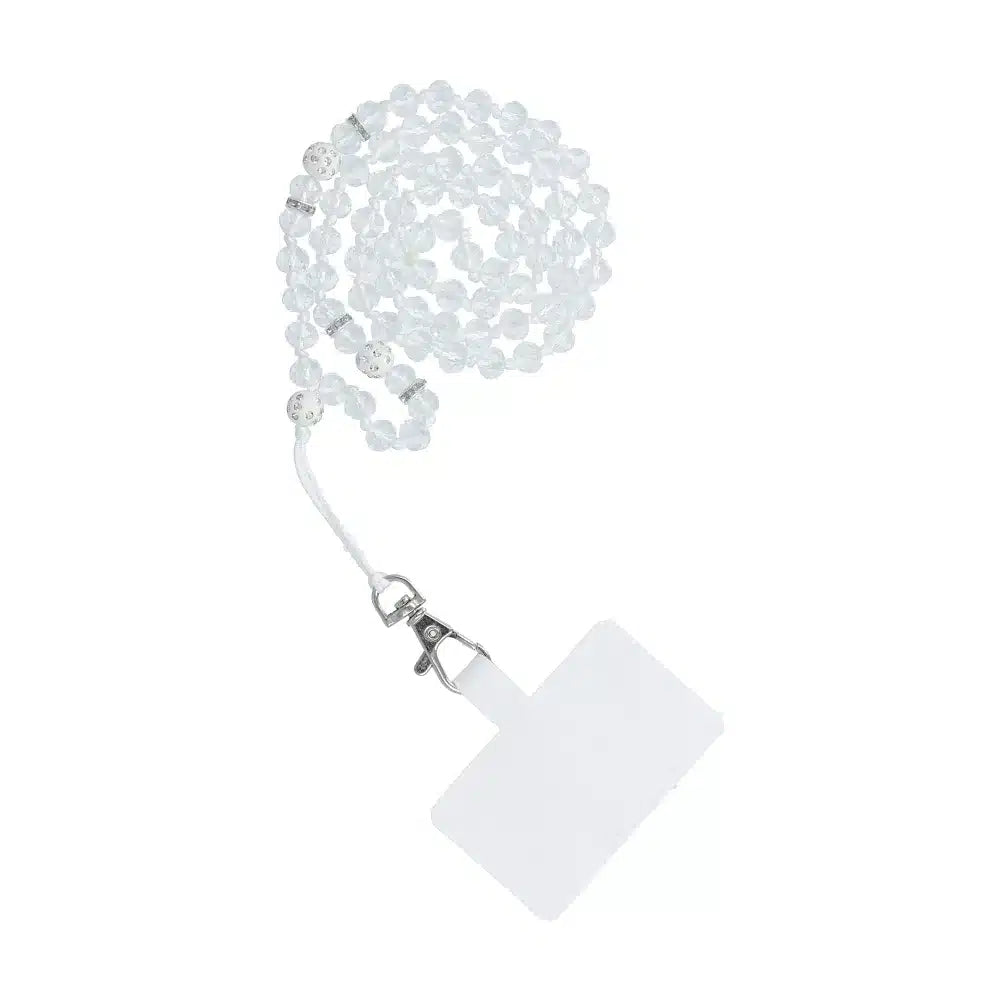 Obesek za telefon CRYSTAL DIAMOND / dolžina vrvice 74cm (37cm v zanki) / okoli vratu bel