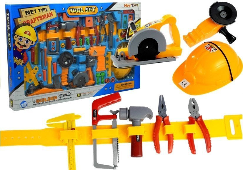 Dječji set alata s remenom - 55 elemenata - žuti