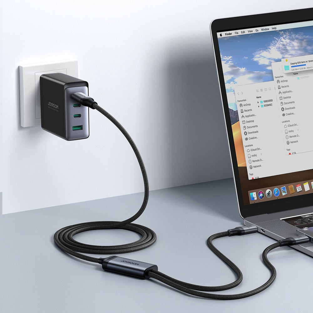 JoyRoom - Polnilni kabel serije Speedy (SA21-1T2) - Type-C do 2x USB-C - hitro polnjenje - 100 W - 150 cm - črn