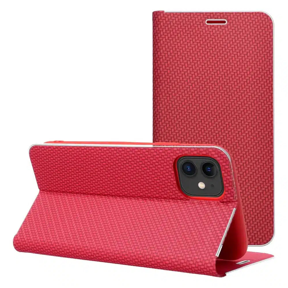 LUNA Book Carbon ovitek za iPhone 11 rdeč