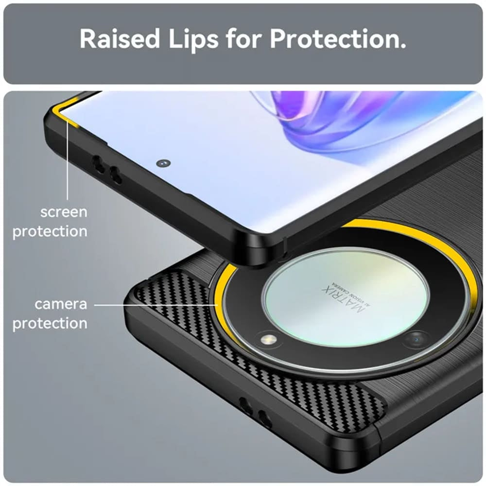 Techsuit Carbon Silicone ovitek za Honor Magic 6 Lite – črna