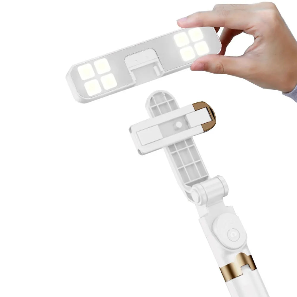Set / držalo za selfije z daljinskim upravljalnikom bluetooth in stojalom LED RING SSTR-20 belo