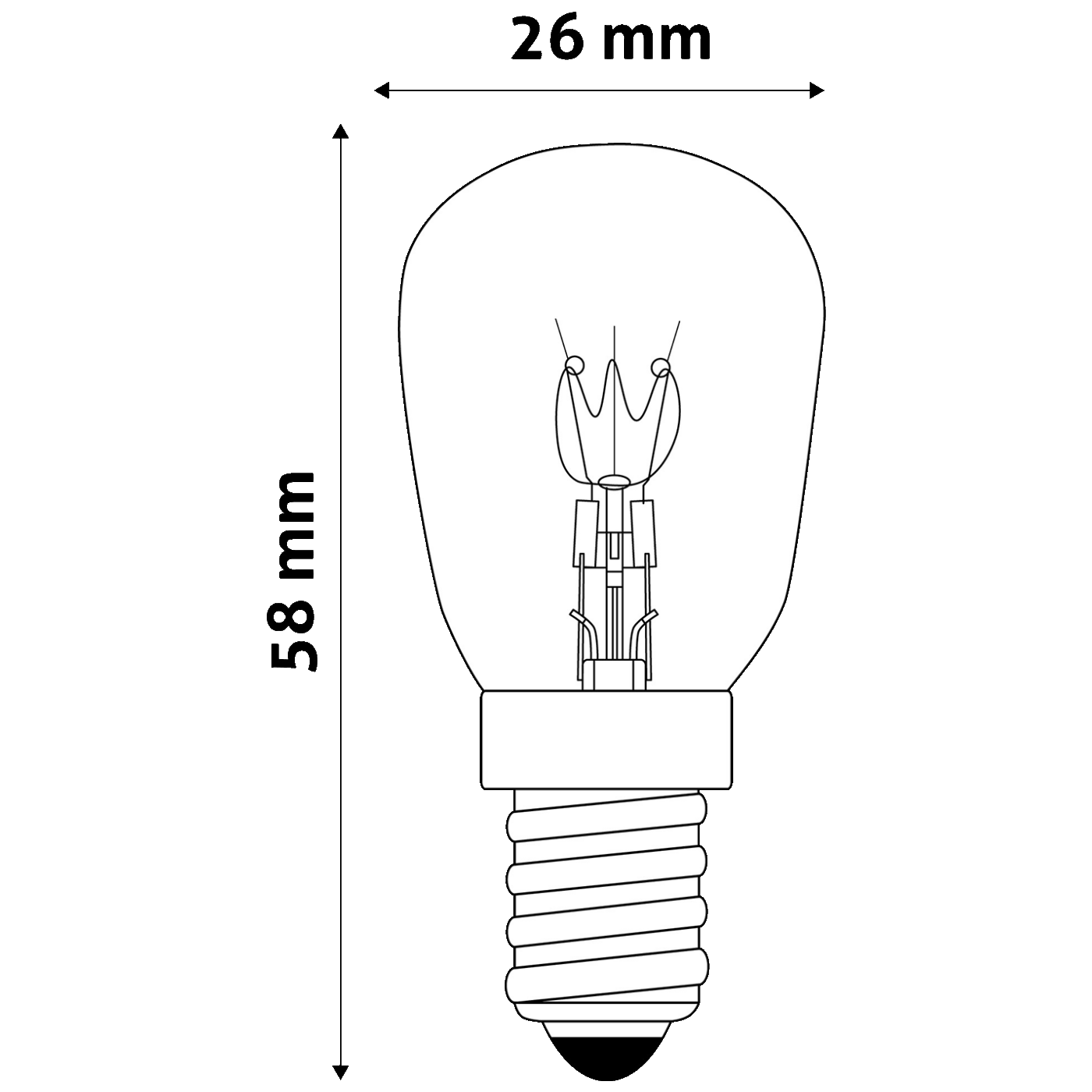 Avide Žarulja za pećnicu, 15W, E14, 3000K, 300 °C, IP20 - Oven 300 °C bulb 15W E14