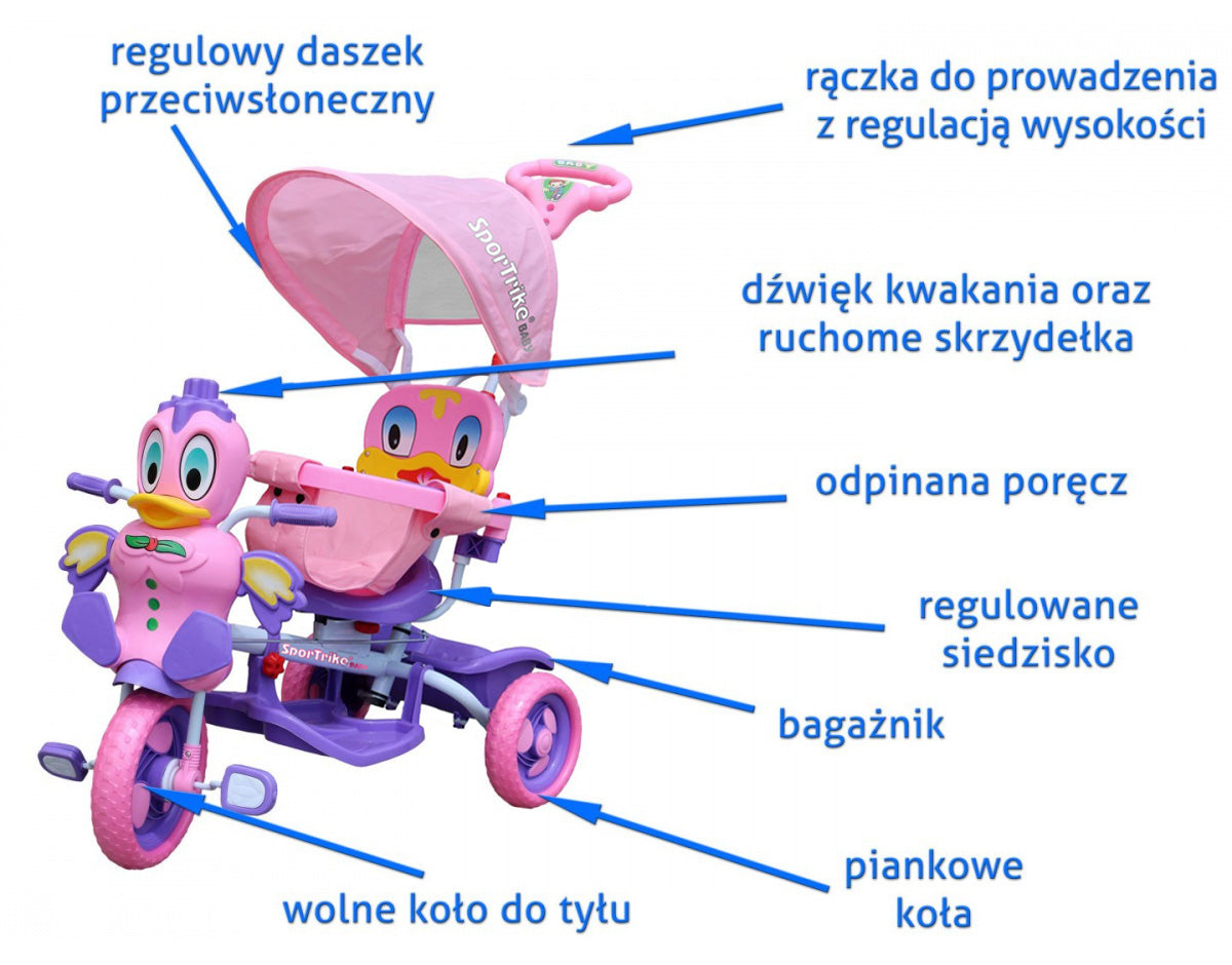Dječji tricikl Patka - Roza