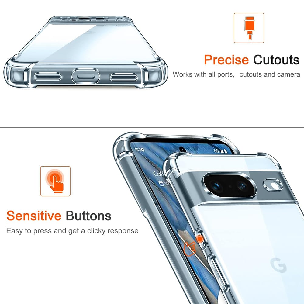 Techsuit Shockproof Clear Silicone prozoren ovitek, odporen na udarce, za Google Pixel 8a