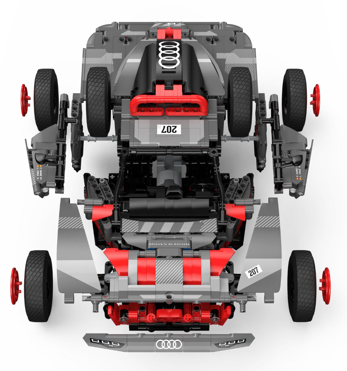 Licencirani auto na daljinsko upravljanje i sastavljanje 1:14 Audi RS Q e-tron RASTAR - 1046 elemenata - sivi