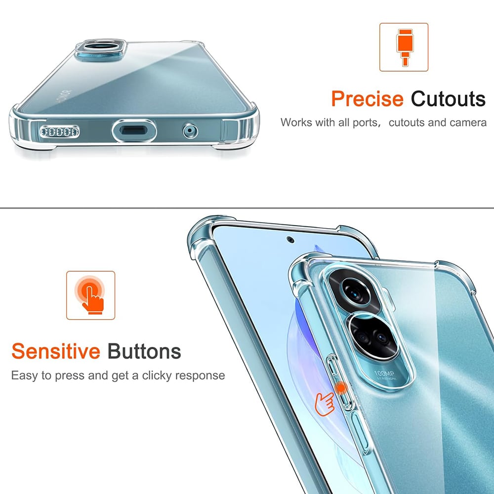 Techsuit Shockproof Clear Silicone prozirna maskica otporna na udarce za Honor 90 Lite