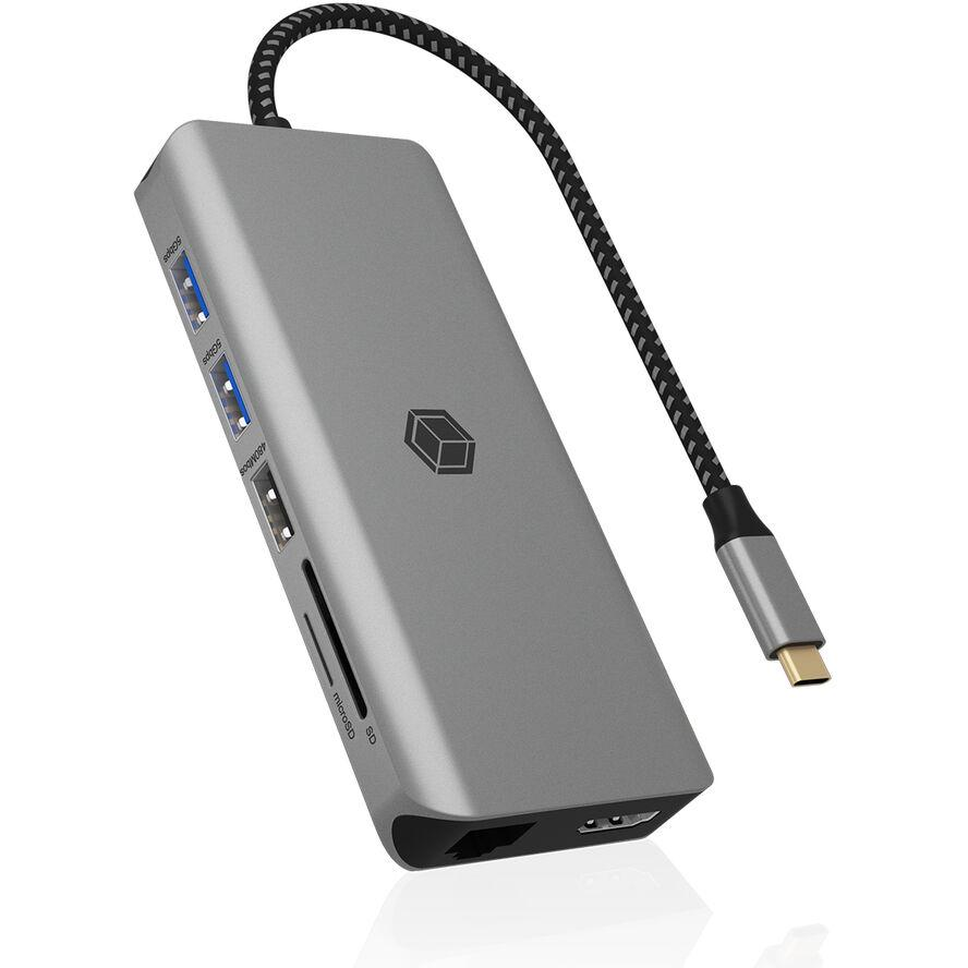ICY BOX IB-DK4061-CPD Žičano USB 3.2 Gen 1 (3.1 Gen 1) Type-C Sivo
