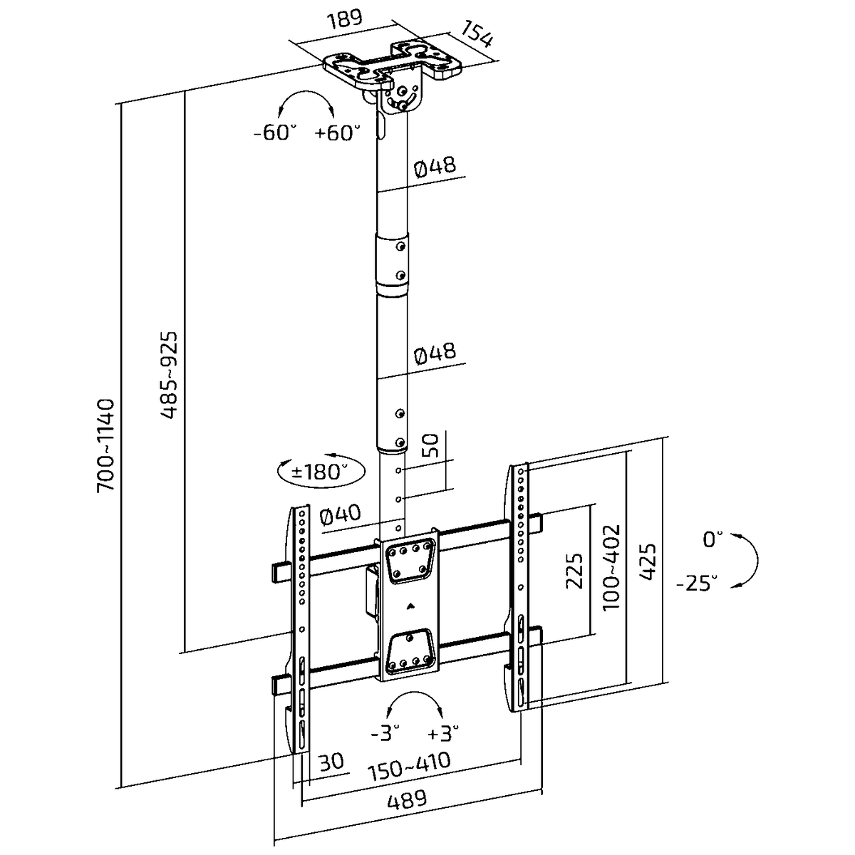 Superior Nosač za TV, stropni, 32-75, 60kg - 32-75 Extra Slim Ceiling-Mount