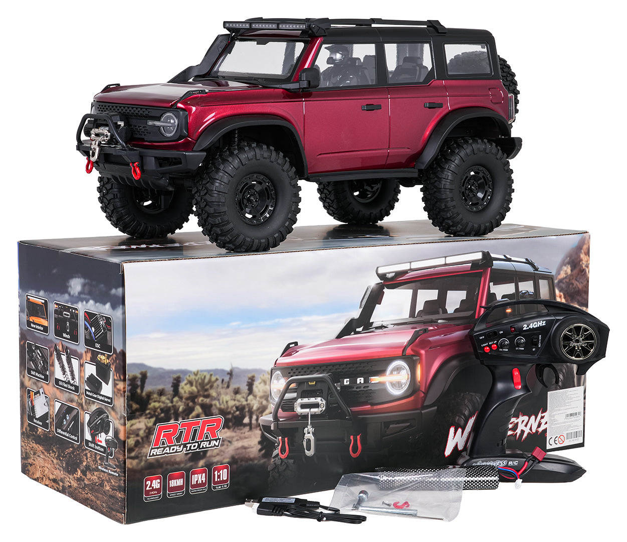 Auto na daljinsko upravljanje WILDERNESS R/C 1:10  - crveni