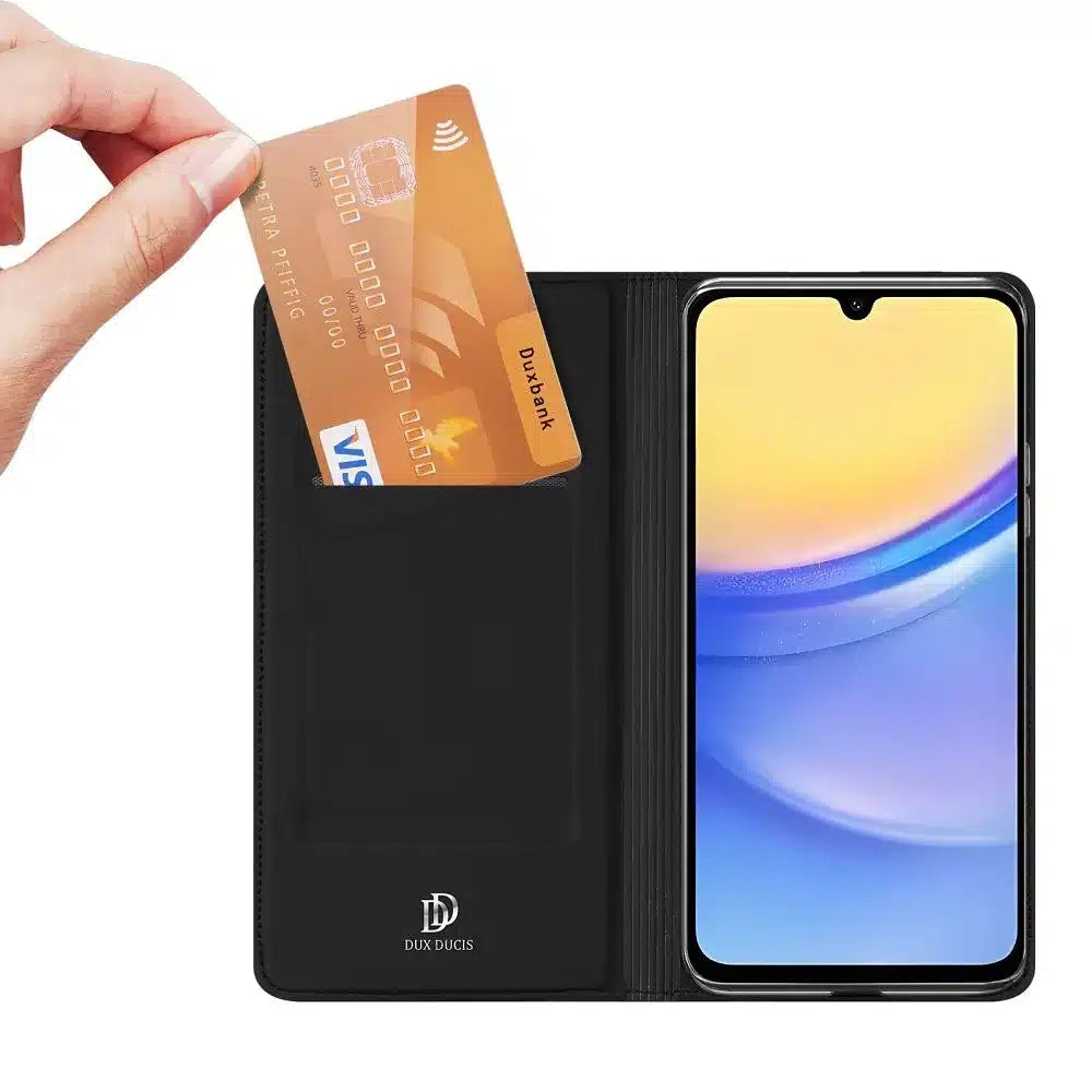 DUX DUCIS Skin Pro – gladka usnjena preklopna torbica za Samsung Galaxy A16 5G črna