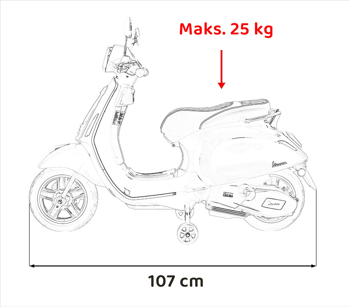 Licencirani motor na akumulator Vespa ROMA - žuta