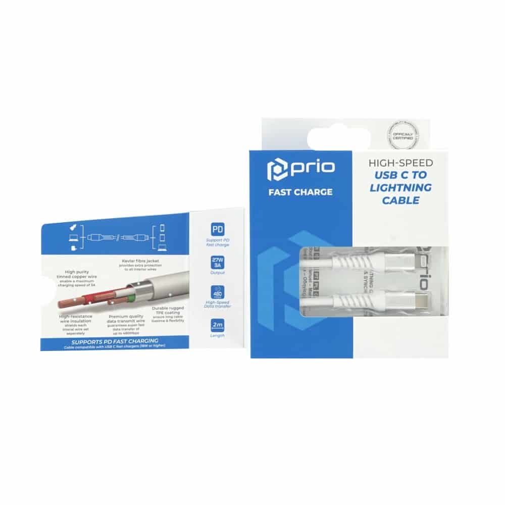 Prio Charge & Sync USB C v Lightning kabel MFi certificiran 2 m bele barve