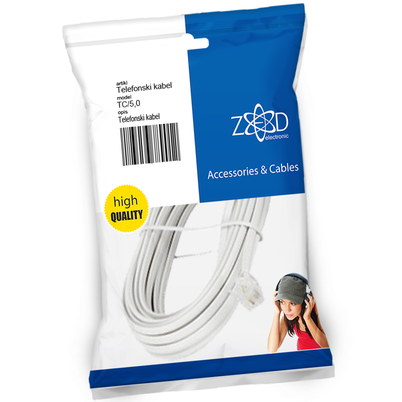ZED electronic Telefonski kabel sa konektorima, dužina 5 met. - TC/5,0