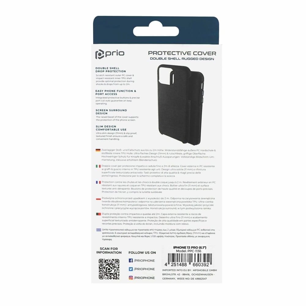 Prio zaščitni ovitek za iPhone 13 Pro (6.1″) črn
