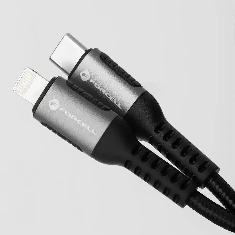 USB C na Lightning kabel Forcell F-Energy PD 3A 27W Cafule 50 cm - črn