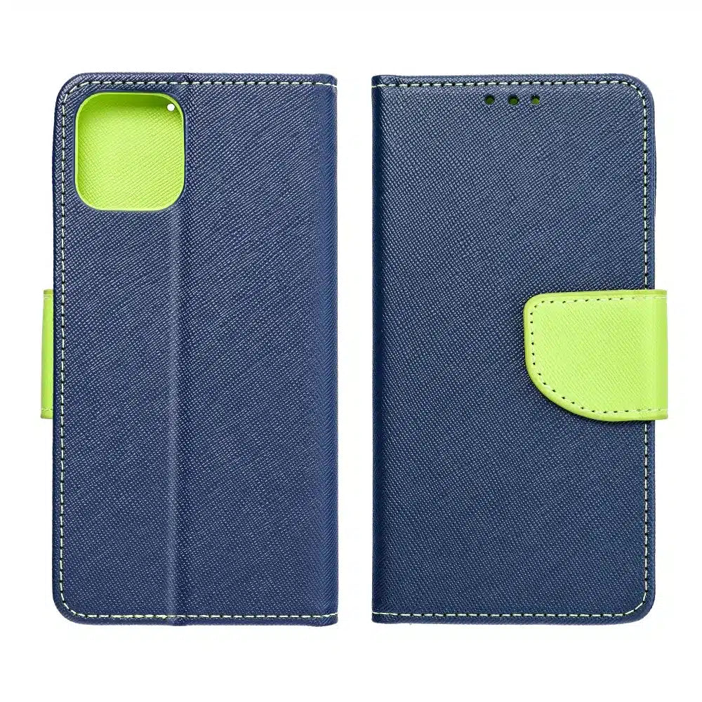 Ovitek Fancy Book za MOTOROLA MOTO G14 mornarsko moder / limeta