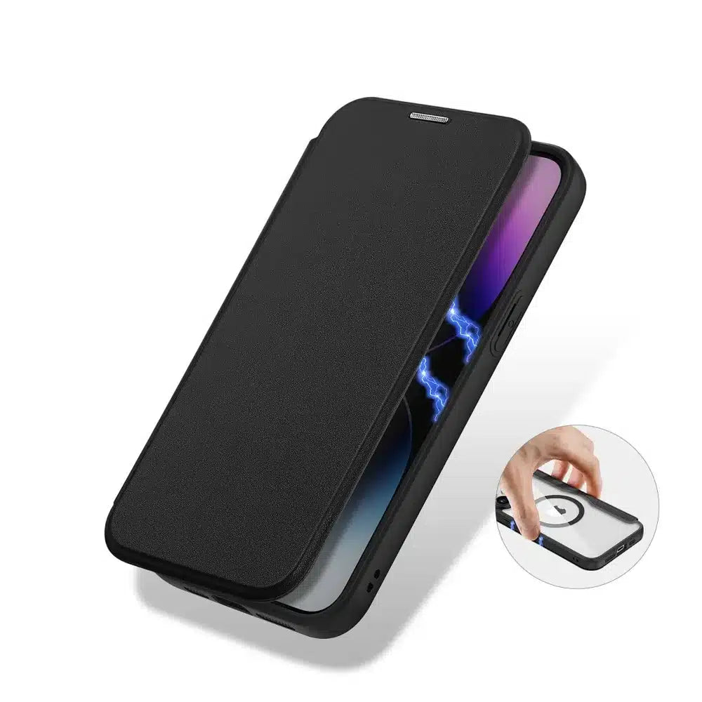 DUX DUCIS Skin X Pro – MagSafe združljiv ovitek na preklop za Apple iPhone 15 Pro Max črn