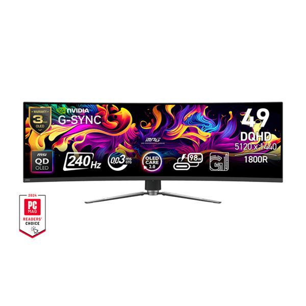 MSI MPG 491CQPX QD-OLED računalni monitor 124,5 cm (49") 5120 x 1440 pikseli Dual QHD Crno